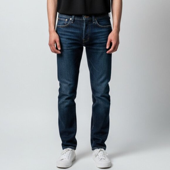 Nudie Jeans Co. Men 32x32 Lean Dean Slim Dark Worn Navy Blue Made in Italy READ - Picture 1 of 11